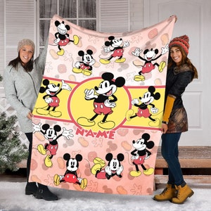 Personalized Name Mickey Mouse Blanket, Disney Mickey Blanket, Mickey Fleece Mink Sherpa Blanket, Gifts For Kid, Birthday Gifts