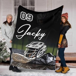 Personalized Lacrosse Player Blanket, Custom Name & Number Lacrosse Blanket, Sport Blanket, Sport Lover Gift, Team Player Gift