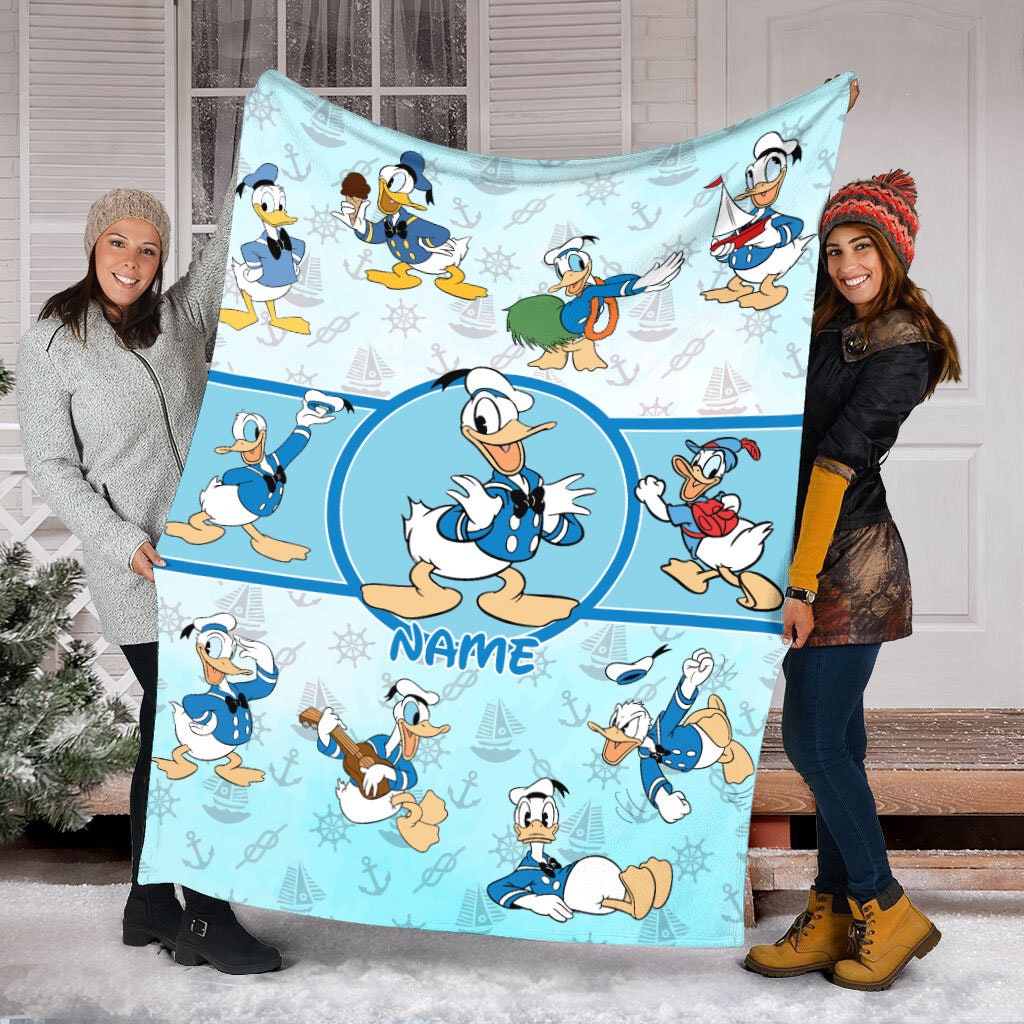 Discover Personalized Donald Duck Blanket, Disney Donald Duck Fleece Mink Sherpa Blanket