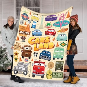 Disney Cars Land Blanket, Cars Movie Blanket, Disney Cars Characters Fleece Mink Sherpa Blanket, Gifts For Kid, Baby Gift