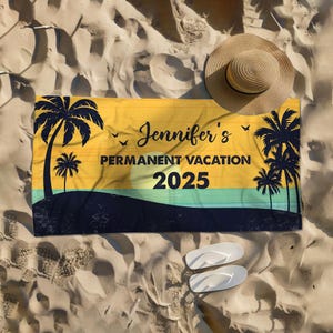 Vintage Permanent Vacation Beach Towel With Name, Customized Retirement Beach Towel, Women Farewell Coworker, Woman Doctor Teacher Gift