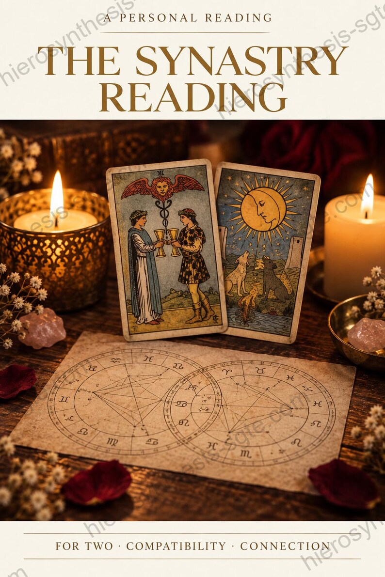 Couples Synastry Reading, Relationship Compatibility Astrology Report, Full Year Day by Day, Instant Digital Download image 1