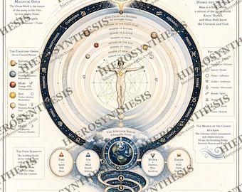 Wie oben, so unten – Kunstdruck, Mikrokosmos, Makrokosmos, hermetische Wandkunst, Poster zur Alchemie und heiligen Geometrie (digital, Poster, gerahmt)