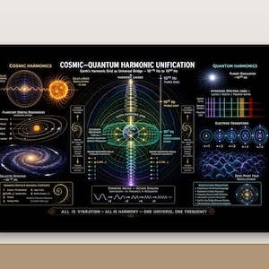 Cosmic Quantum Harmonic Unification Chart, Frequency Map Sacred Science Wall Art, Schumann Resonance Poster (Poster, Framed)