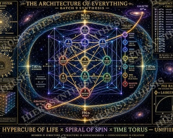 Mapa Cosmológico Impresso, A Arquitetura de Tudo - Pôster de Geometria Sagrada, Arte de Parede Esotérica (Digital, Pôster, Emoldurado)