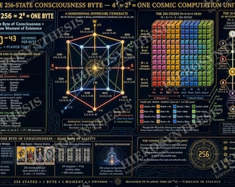 Bewusstseinskarte als Kunstdruck, Karte der heiligen Geometrie mit 256 Staaten, esoterische Wissenschaft, metaphysische Wandkunst (digital, Poster, gerahmt)