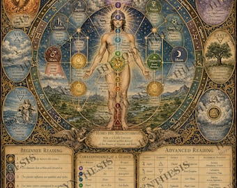 Stjärnteckens kroppskarta, väggkonst med mänskligt mikrokosmosdiagram, medeltida astrologi anatomiposter (digital, poster, inramad)