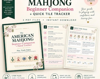 American Mahjong Beginner's Guide | Learn Mahjong Reference & Hand Tracker | Printable Download.