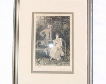 1864 A TIFF  - by  Jane M. Bowkett - Printed by Peterson's Magazine Framed illustration Print