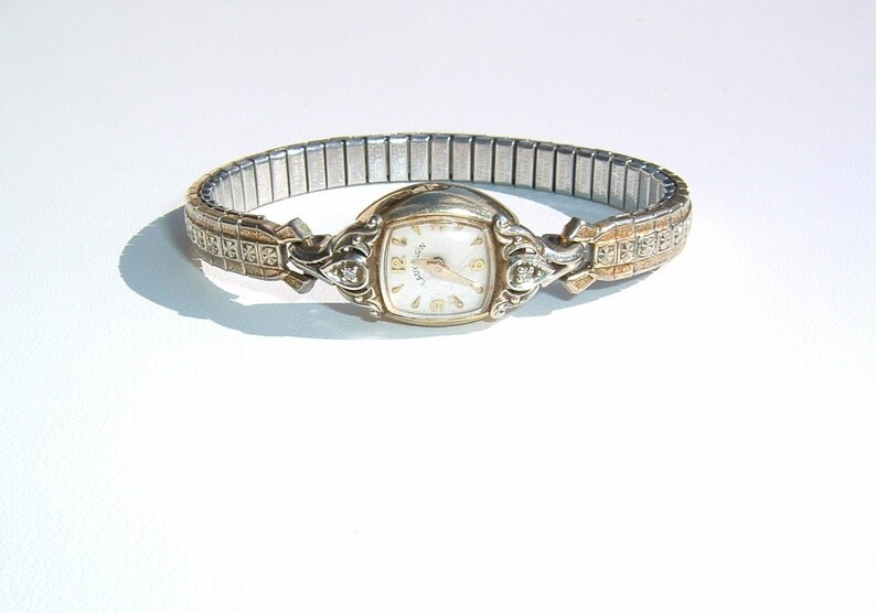 1940s 14K Gold Lady Elgin Watch with 2 Small Diamonds Etsy