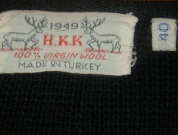 1949 H.K.K. Carmine Red Rose's and Black Cardigan… - image 2