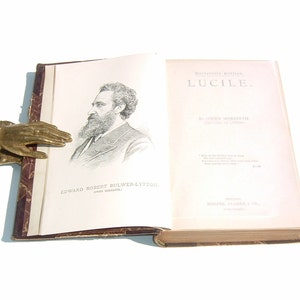 1894 Lucile by Owen Meredith the Earl of Lytton Leather and Marbleized Hardcover University Edition Rare image 2