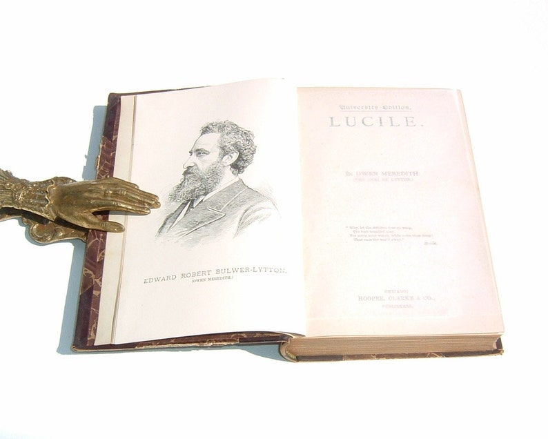 1894 Lucile by Owen Meredith the Earl of Lytton Leather and Marbleized Hardcover University Edition Rare image 2