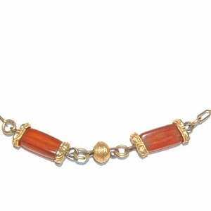 1970s Hipster Amber and Gold Link Chain Choker