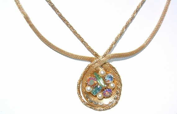 1950s Aurora Borealis Crystal Rhinestones and Fau… - image 2