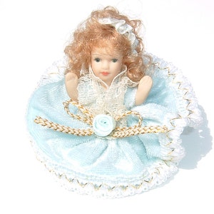 1980s Pretty PORCELAIN FIGURINE MINIATURE Doll image 1