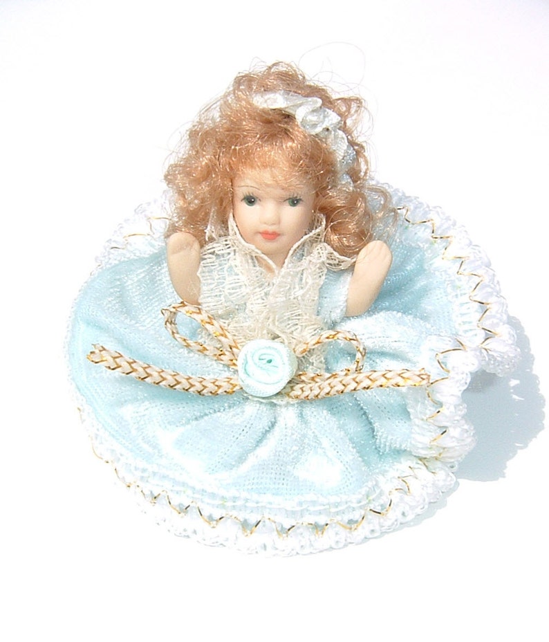 1980s Pretty PORCELAIN FIGURINE MINIATURE Doll image 1