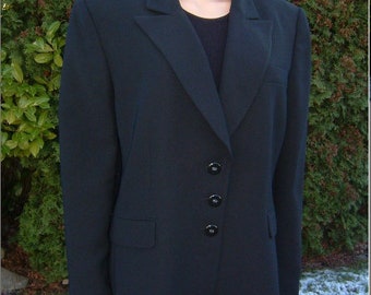 TAHARI Suit Jacket Cool Black, 100% Polyester, Single Breasted, Notched Collar, Flap Pockets, and Fully Lined Size 18