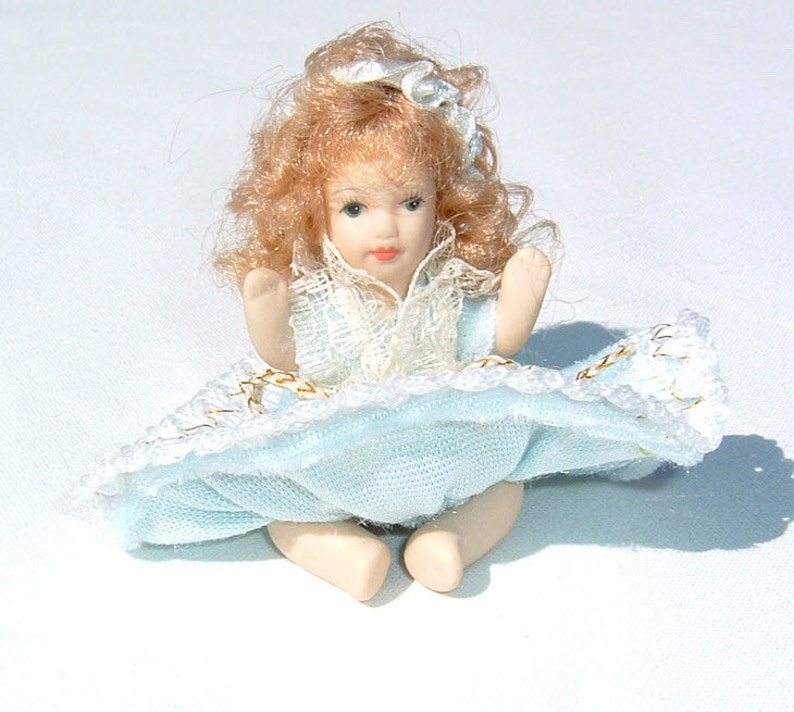 1980s Pretty PORCELAIN FIGURINE MINIATURE Doll image 3