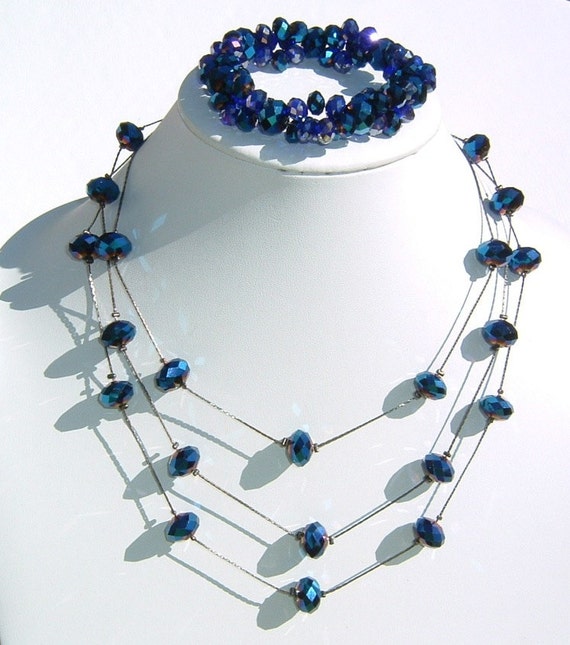 Egyptian Royal Blue and Zaffre colored Crystal Bea