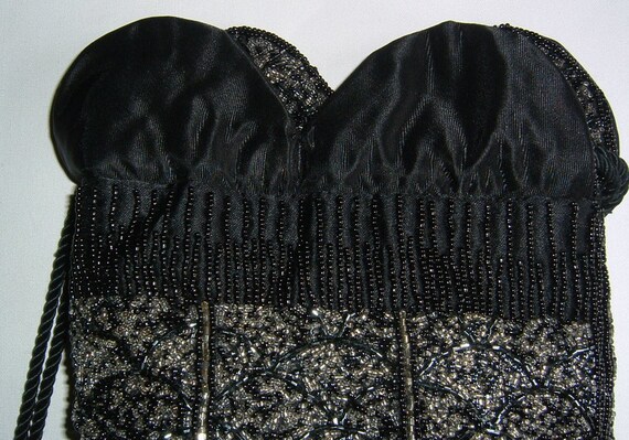 Roaring 1920s Drawstring Fabulous Black and Silve… - image 3