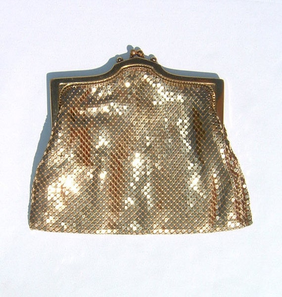 1930s Stunning Goldenrod MESH BAG by Whiting and D