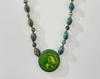 Vintage Art Glass Bead Necklace