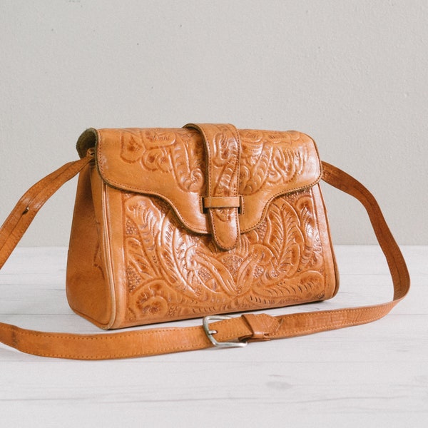 Vintage Tooled Leather Purse | Southwest Shoulder Bag