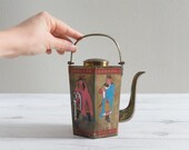Vintage Taiwanese Enameled Brass Teapot