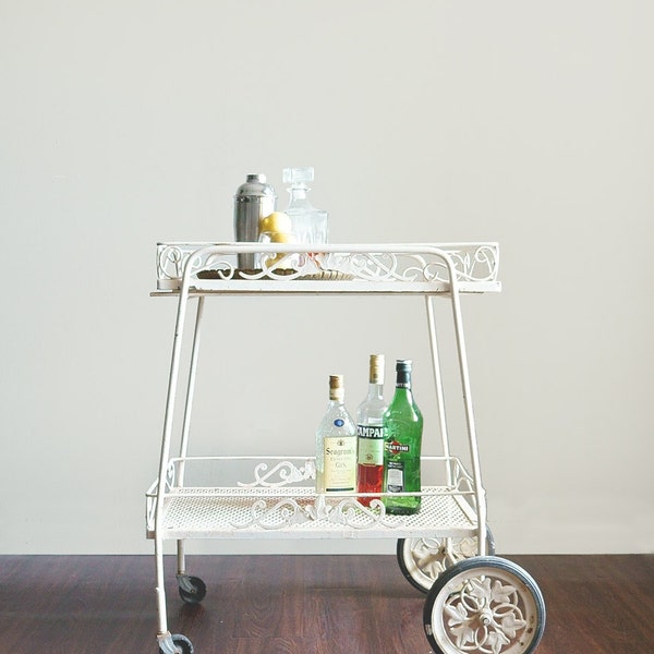 VENTE Vintage Bar chariot en fer forgé Patio extérieur Cart