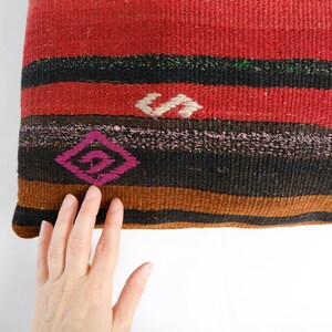 Large Vintage Turkish Kilim Pillow 23 Floor Cushion Pillow Cover image 3