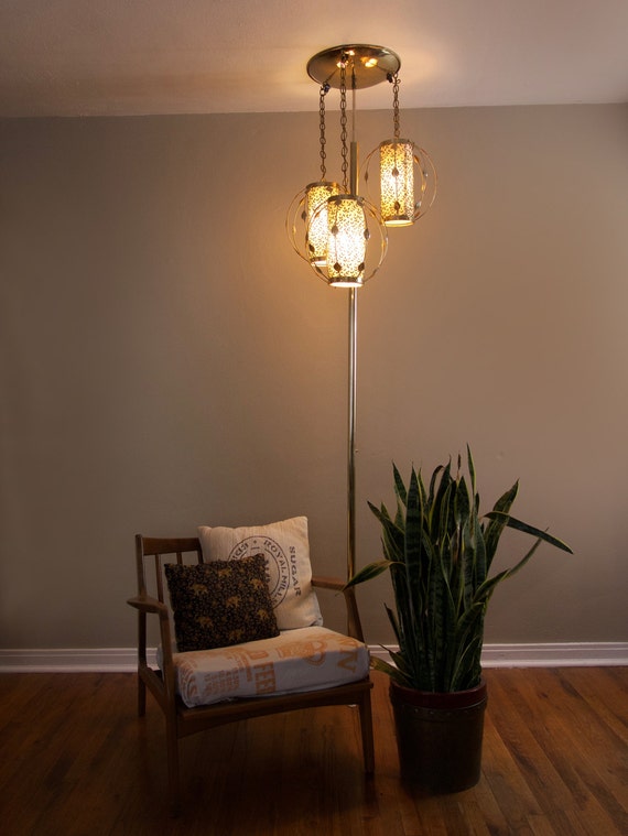Mid Century Glam Tension Pole Lamp Vintage Floor To Ceiling Light Fixture