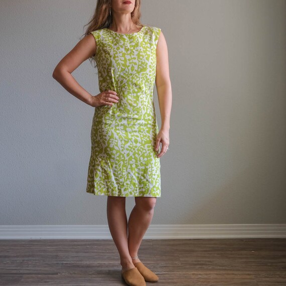 Vintage 60s Lime Green Fitted Dress | Size 4 - image 1