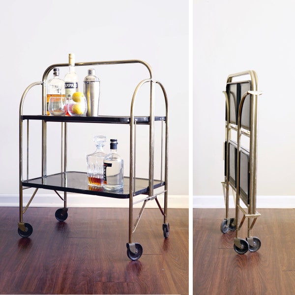 SALE Vintage Metal Folding Bar Cart