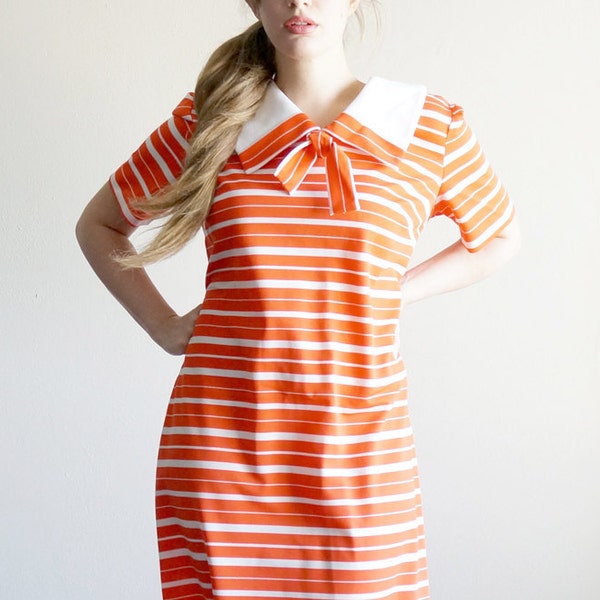 Vintage Mustard and Brown Stripe 60's Dress