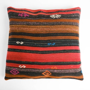 Large Vintage Turkish Kilim Pillow 23 Floor Cushion Pillow Cover image 7