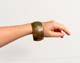 Vintage Brass Etched Bangle