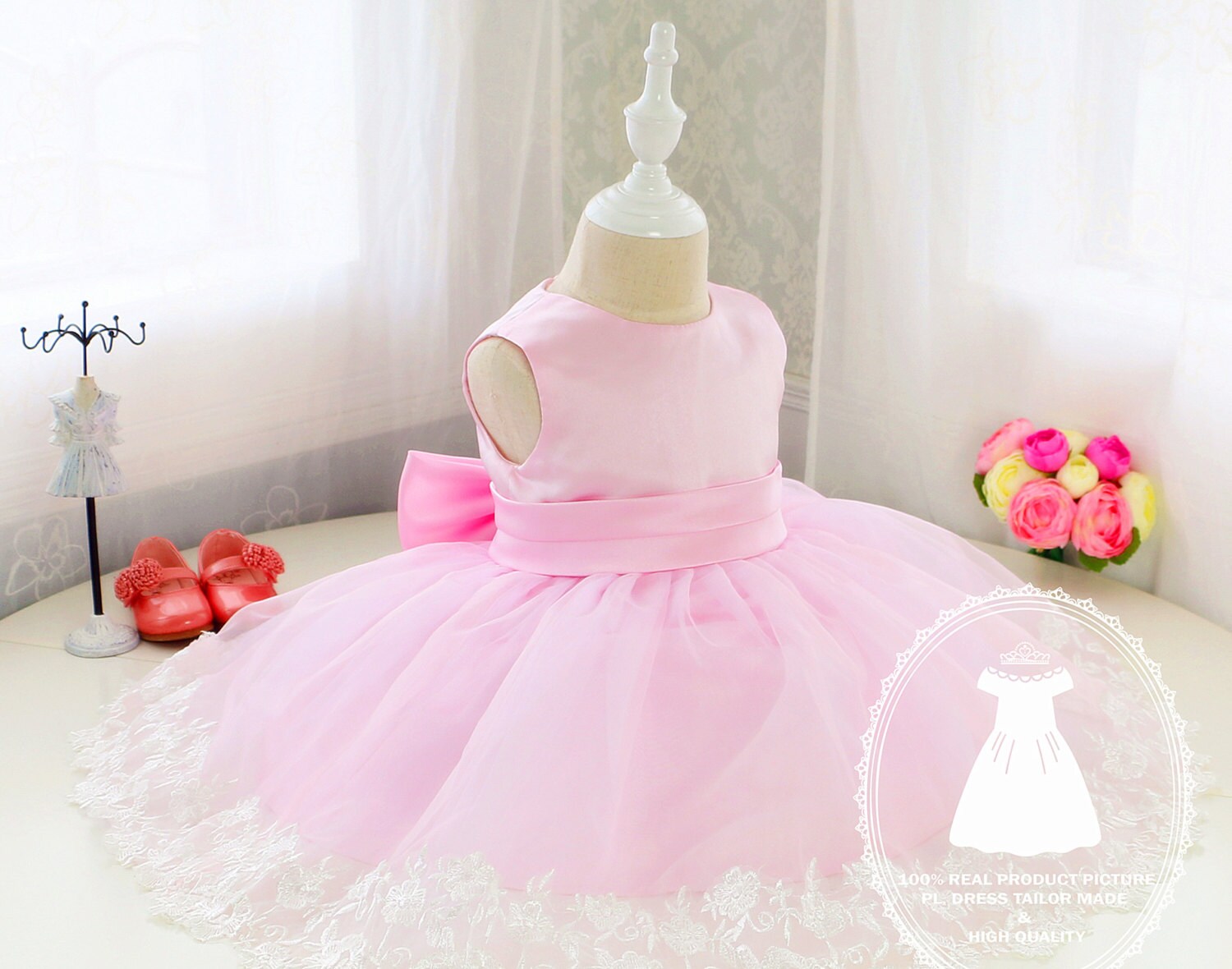 Infant//toddler Sequins Lace Crystals Pageant Glitz Dress 9-12 months G107