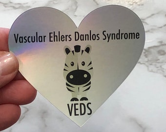 Holographic VEDS Zebra Sticker, Vascular Ehlers Danlos Syndrome, VEDS Awareness Sticker, Eds Sticker Art, Eds Zebra Art, Veds Heart Sticker