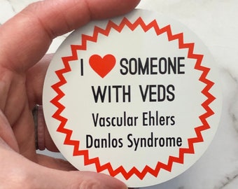 Round VEDS Magnet, Vascular Ehlers Danlos Syndrome,VEDS Awareness Magnet, Eds Magnet Art, Eds Zebra Heart Magnet,Veds Zebra Awareness Magnet