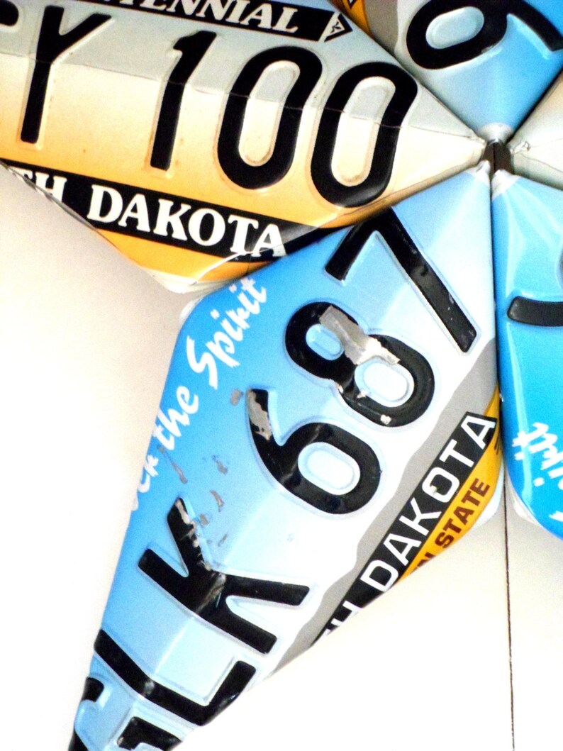 North Dakota Star,License Plate Star,Colorful Star Decor,Metal Barn Star,3 Dimensional Star,3d Star Home Decor,ND Mancave Decor,Bar Decor image 4