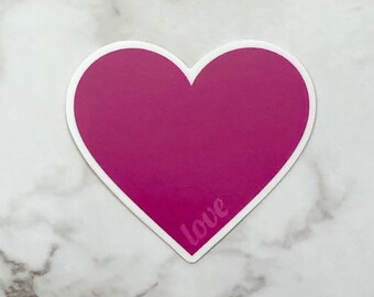 Heart love STICKER, subtle pink heart sticker, water resistant sticker,fuschia heart art,cute gift for card, love heart art,anniversary gift