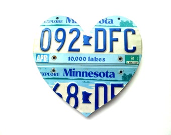 Minnesota Heart - License Plate Sign - Blue Minnesota Art - Minnesota Love Sign,Rustic Wedding Decor,MN License Plate,Summer Cabin Decor