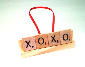 XOXO Ornament, Scrabble Ornament,Scrabble Tile Gift, Hugs and Kisses, Scrabble Letter Art, Love Ornament, Bridal Shower Favor, Wedding Gift