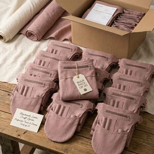 Delantal utilitario de lino hecho a mano, riñonera para manualidades, estuche para herramientas de floristería (juego de 20)