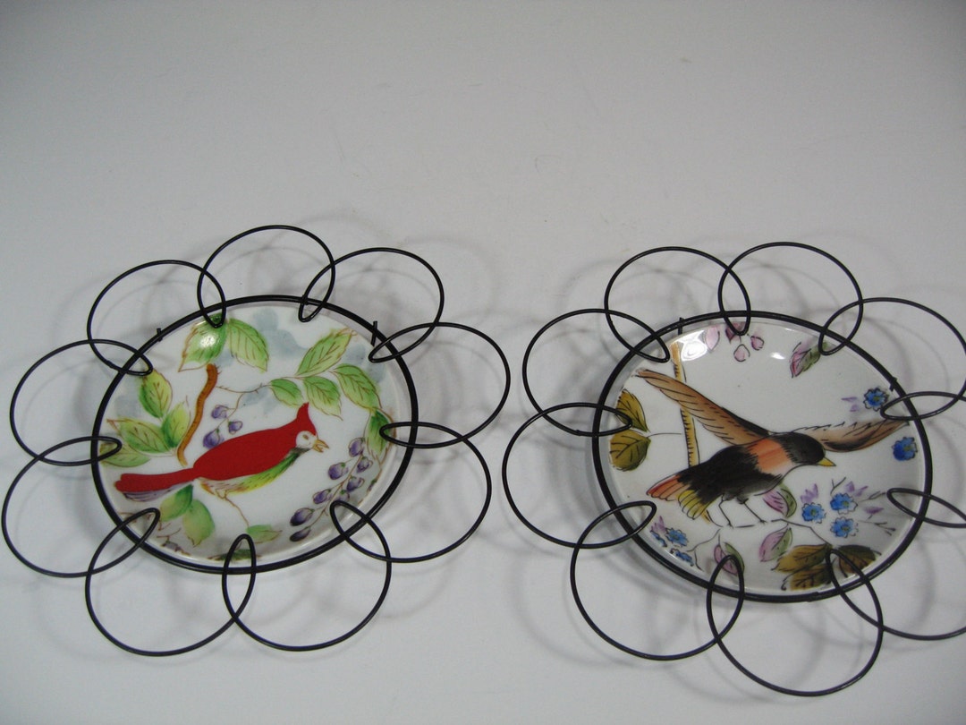 Hand Painted Decorative Bird Plates Kitschy Wall Art Etsy