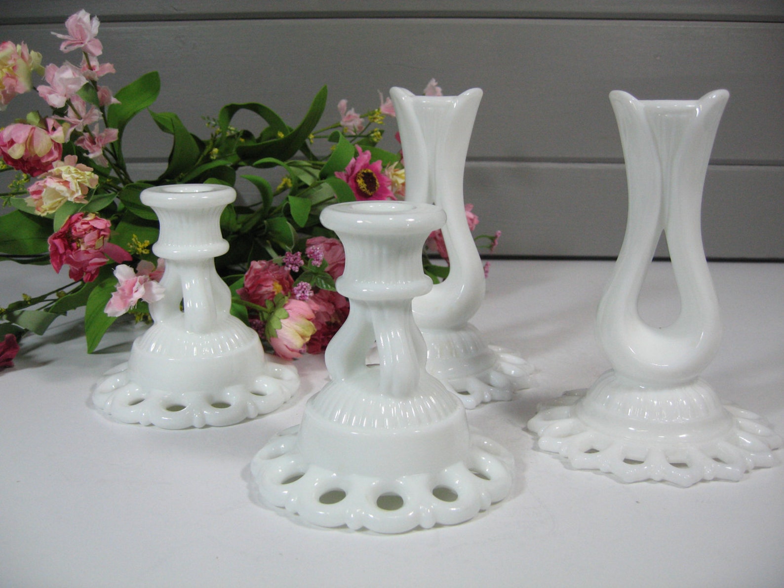 Westmoreland Candle Holders Milk Glass Candle Holders Etsy