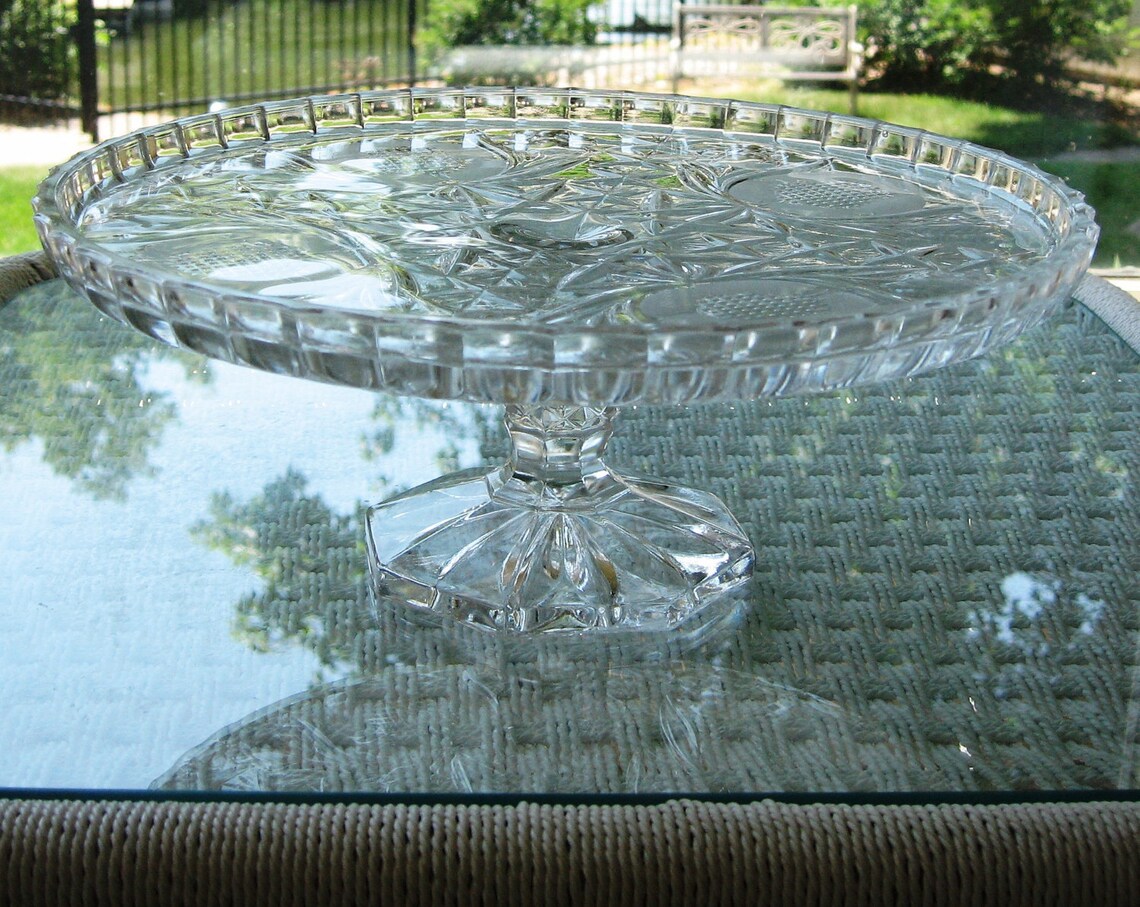 cake stand lead crystal cake plate wedding tablesetting Etsy