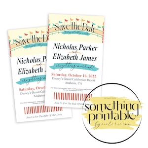 Instant Download Ride Ticket Save the Date WDW DIY Design