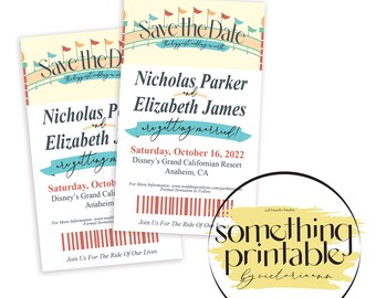 Instant Download Ride Ticket Save the Date WDW DIY Design